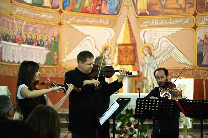 Two French and one Palestinian violinist perform in Gaza
