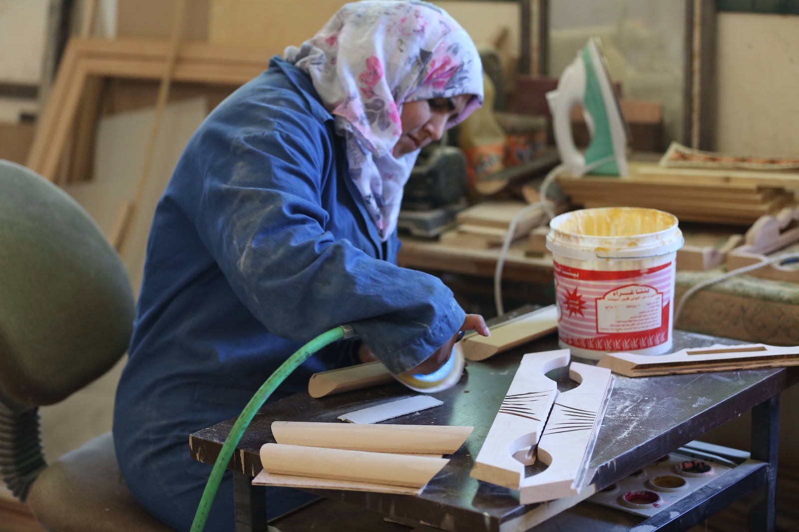 Woman working with wood