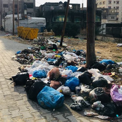 Piles of garbage in Gaza