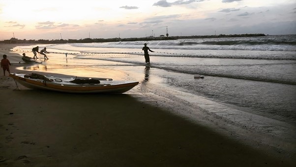 fisherman at the Gaza shoreline