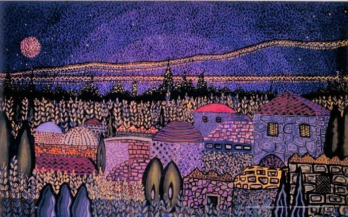 Palestinian village at night (art)