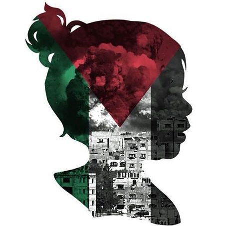 Profile of girl overlaid a scene of destroyed buildings.