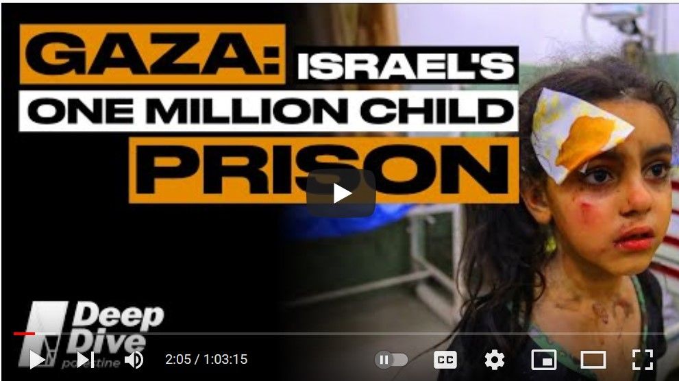 Injured girl with title: “Gaza: Israel’s One Million Child Prison” – WANN Alumni Appear on Palestine Deep Dive.