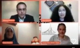Screenshot of four people in online Palestine Deep Dive interview.