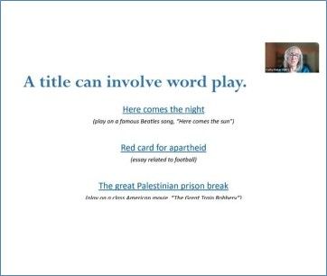 TExt from powerpoint: A title can involve word play.