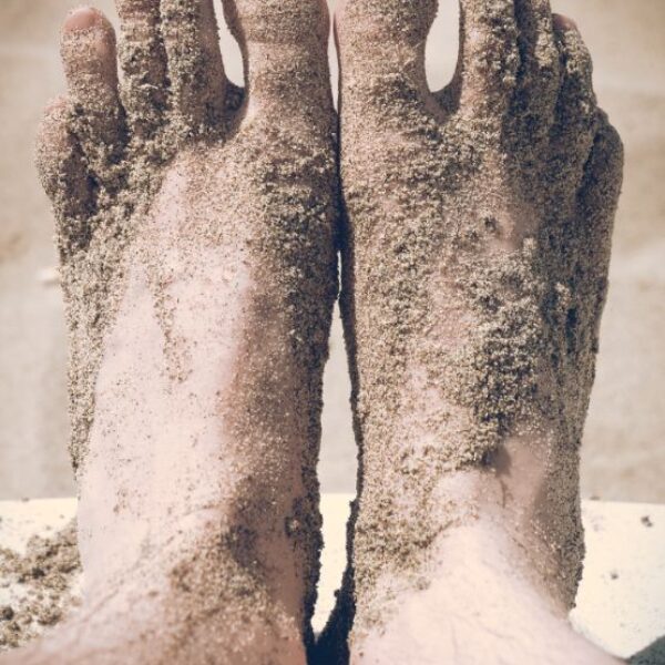 sandy feet.