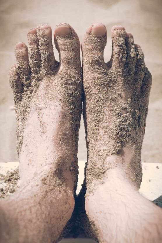 sandy feet.