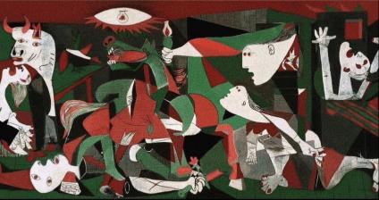 Palestine people in distress, like in Picasso's Guernica painting.