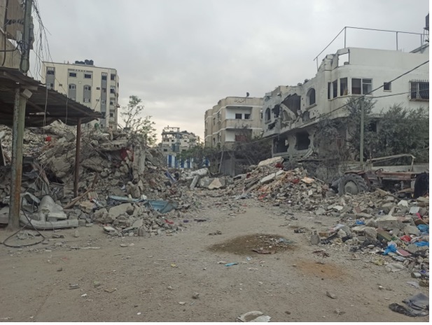 Damaged street in Gaza.