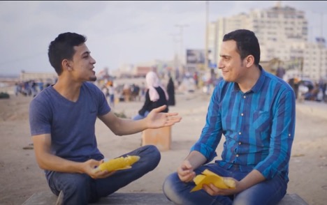 Two men at the Gaza beach.