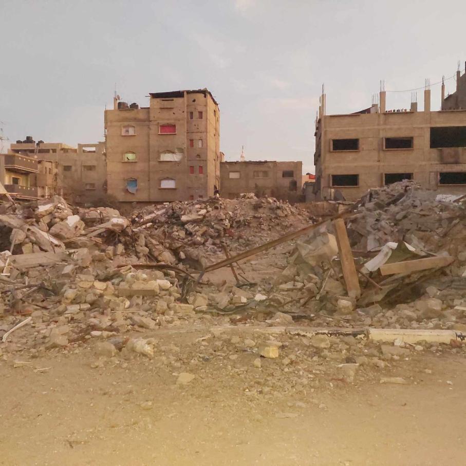 Destroyed block in Gaza.