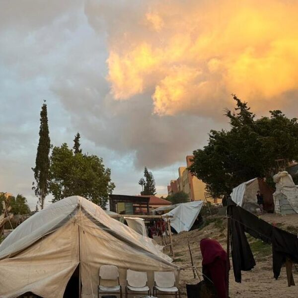 Tent in Al-Mawasi refugee camp, Khan Younis, Gaza.