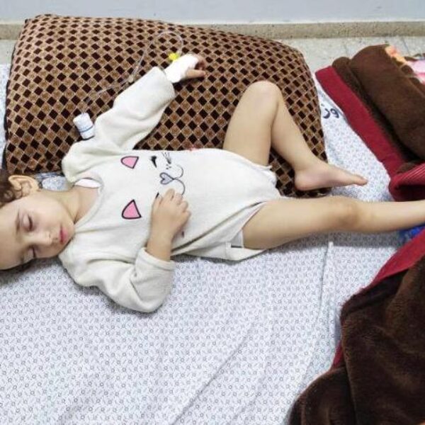 Sick toddler in Gaza.