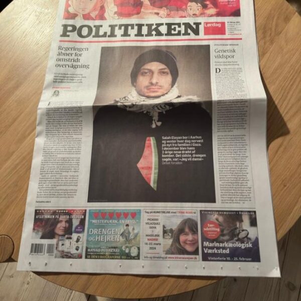 Danish newspaper with cover story about Rahaf and photograph of him.