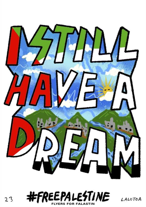 "I still have a dream" in colorful typeface and dynamic font.