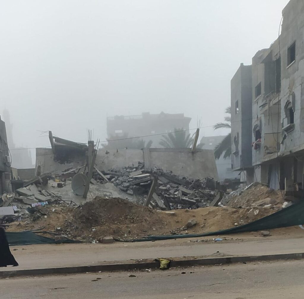 Bombed residential building in Gaza.