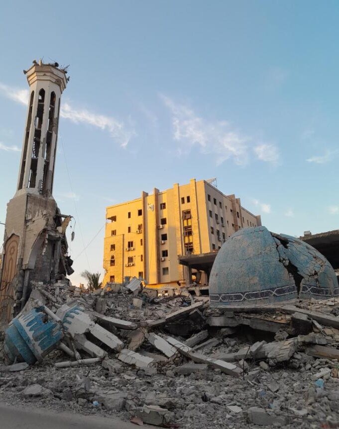 A destroyed mosque.