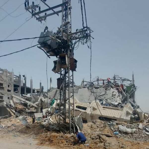 The bombed Al-Farooq mosque in Gaza.
