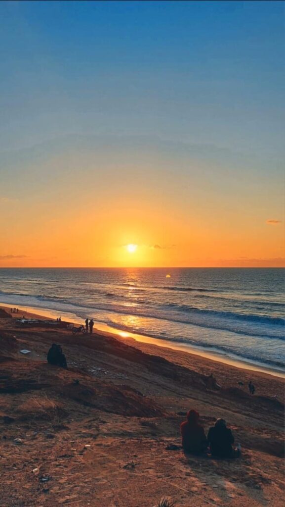 Gaza beach at sunset.