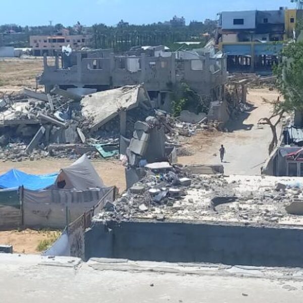 Destroyed buildings in Maghazi Camp, Gaza Strip.