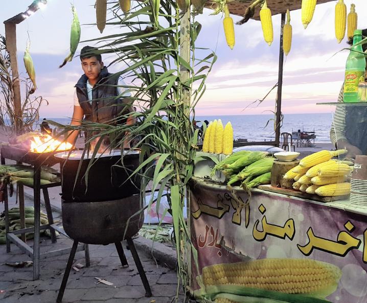 Corn vendor on Gaza beach.