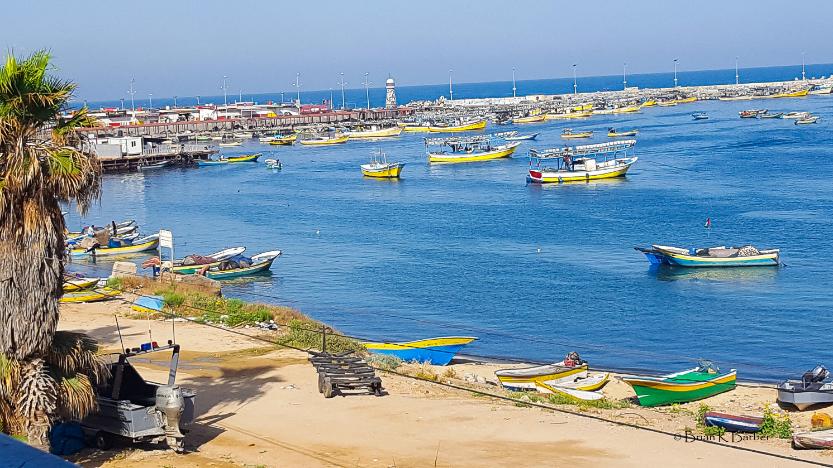 Fishing boats on Gaza sea.