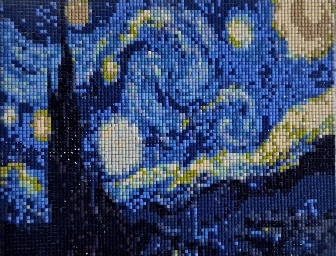 A diamond puzzle of Van Gogh's painting, Starry Night.